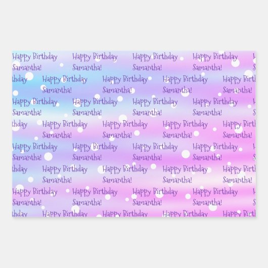 Eigen naam Birthday Wrapping Paper (3 vellen) (Voorkant 3)