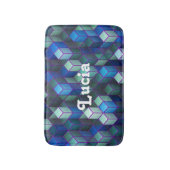 Eigen naam blauw 3D-blokpatroon Badmat (Voorkant Verticaal)