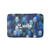 Eigen naam blauw 3D-blokpatroon Badmat (Voorkant)