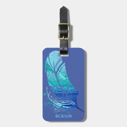 Eigen naam Blauw Bagagelabel voor doezelaar (Voorkant verticaal)