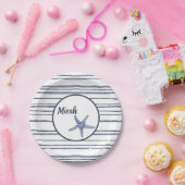Eigen naam Blauw Nautical Starfish Bord (Feest)
