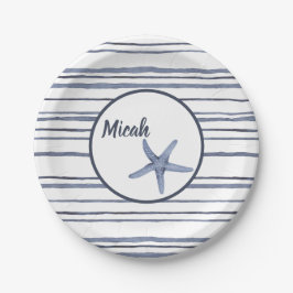 Eigen naam Blauw Nautical Starfish Bord