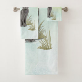 Eigen naam Blauw Russisch Kat Pet Bad Handdoek