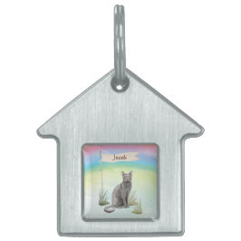 Eigen naam Blauw Russisch Kat Pet Huisdieren Naamplaatje