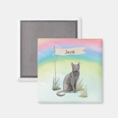 Eigen naam Blauw Russisch Kat Pet Magneet (Voorkant / Achterkant)