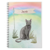 Eigen naam Blauw Russisch Kat Pet Notitieboek (Voorkant)