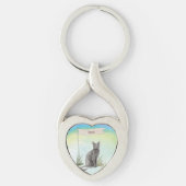 Eigen naam Blauw Russisch Kat Pet Sleutelhanger (Voorkant)