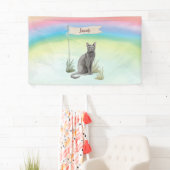 Eigen naam Blauw Russisch Kat Pet Spandoek (Insitu)