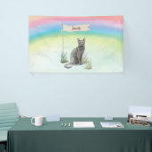 Eigen naam Blauw Russisch Kat Pet Spandoek (Beurs)