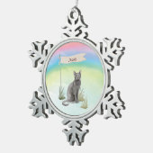 Eigen naam Blauw Russisch Kat Pet Tin Sneeuwvlok Ornament (Rechts)