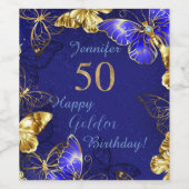 Eigen naam Blauwe Butterfly Party Beverge Label Wijn Etiket (Enkel label)