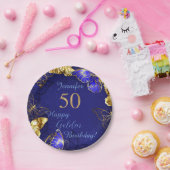 Eigen naam Blauwe Butterfly Party Paper Bord (Feest)