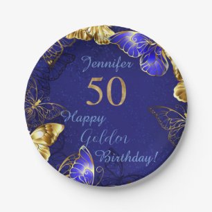 Eigen naam Blauwe Butterfly Party Paper Bord