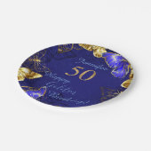 Eigen naam Blauwe Butterfly Party Paper Bord (Gekanteld)