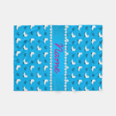 Eigen naam: blauwe schaatsen en hartblauwe streep fleece deken (Voorkant (Horizontaal))