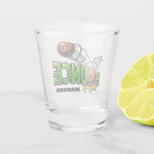 Eigen naam BOUNCE Basketball shot glas (Achterkant)