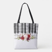 Eigen naam Bourgogne Bloemen muzieknoten Piano Tote Bag (Achterkant)