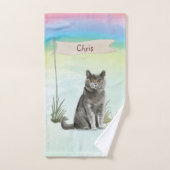 Eigen naam Britse Short Hair Cat Pet Bad Handdoek (Handdoek)