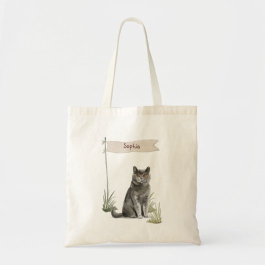 Eigen naam Britse Short Hair Cat Pet Tote Bag (Voorkant)