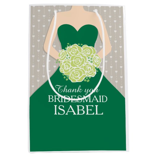 Eigen naam: bruidsbruidbruin-groene tas medium cadeauzakje (Voorkant)