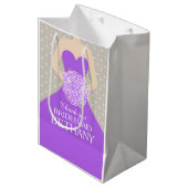 Eigen naam bruiloft bruidsjurk paarse tas medium cadeauzakje (Voorkant Gekanteld)