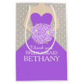 Eigen naam bruiloft bruidsjurk paarse tas medium cadeauzakje (Voorkant)