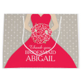 Eigen naam bruiloft bruidsmeisje rode tas groot cadeauzakje (Voorkant)