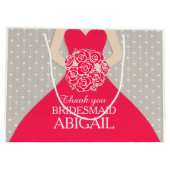 Eigen naam bruiloft bruidsmeisje rode tas groot cadeauzakje (Achterkant)