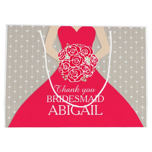 Eigen naam bruiloft bruidsmeisje rode tas groot cadeauzakje (Achterkant)