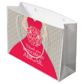 Eigen naam bruiloft bruidsmeisje rode tas groot cadeauzakje (Achterkant Gekanteld)