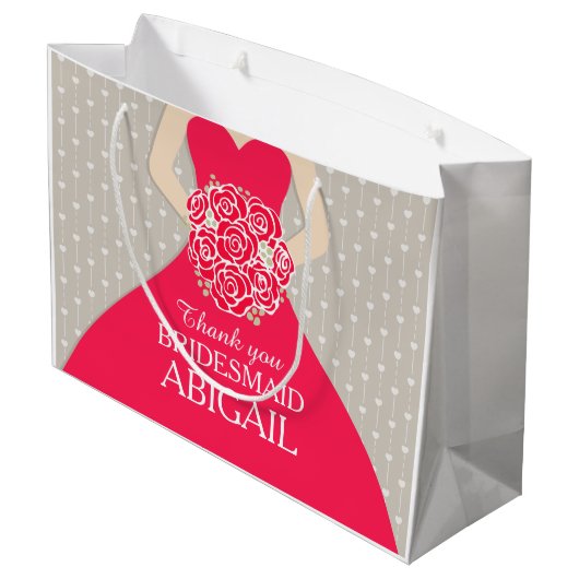 Eigen naam bruiloft bruidsmeisje rode tas groot cadeauzakje (Achterkant Gekanteld)
