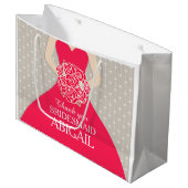 Eigen naam bruiloft bruidsmeisje rode tas groot cadeauzakje (Voorkant Gekanteld)