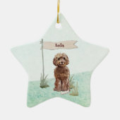Eigen naam bruin cocao Pet Dog Keramisch Ornament (Voorkant)