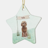 Eigen naam bruin cocao Pet Dog Keramisch Ornament (Links)