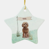 Eigen naam bruin cocao Pet Dog Keramisch Ornament (Achterkant)