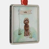 Eigen naam bruin cocao Pet Dog Metalen Ornament (Rechts)