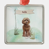 Eigen naam bruin cocao Pet Dog Metalen Ornament (Voorkant)