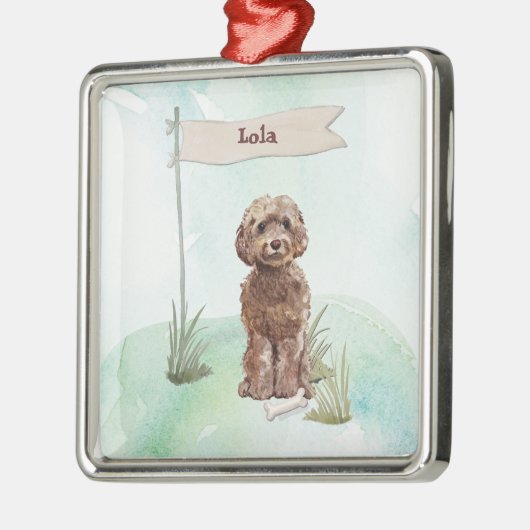 Eigen naam bruin cocao Pet Dog Metalen Ornament (Links)