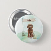 Eigen naam bruin cocao Pet Dog Ronde Button 5,7 Cm (Voorkant /achterkant)