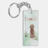 Eigen naam bruin cocao Pet Dog Sleutelhanger (Voorkant Links)