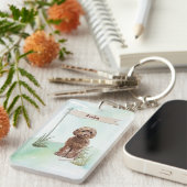 Eigen naam bruin cocao Pet Dog Sleutelhanger (Voorkant Rechts)