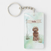 Eigen naam bruin cocao Pet Dog Sleutelhanger (Voorkant)