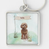 Eigen naam bruin cocao Pet Dog Sleutelhanger (Voorkant)