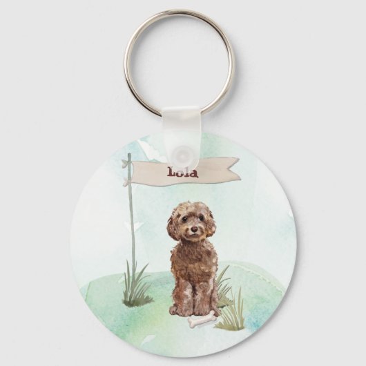 Eigen naam bruin cocao Pet Dog Sleutelhanger (Voorkant)