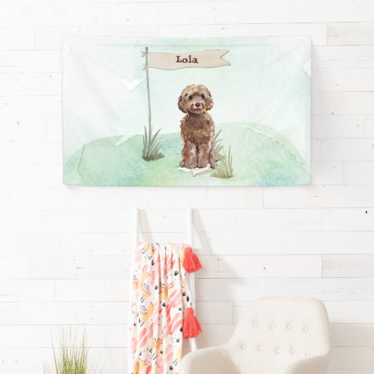 Eigen naam bruin cocao Pet Dog Spandoek (Insitu)