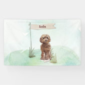 Eigen naam bruin cocao Pet Dog Spandoek (Horizontaal)