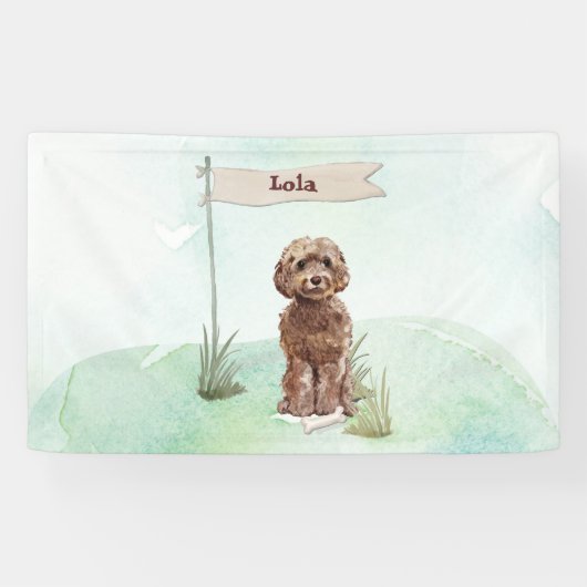 Eigen naam bruin cocao Pet Dog Spandoek (Horizontaal)