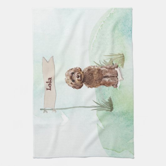 Eigen naam bruin cocao Pet Dog Theedoek (Verticaal)