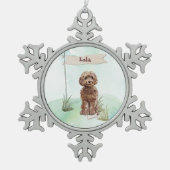 Eigen naam bruin cocao Pet Dog Tin Sneeuwvlok Ornament (Voorkant)