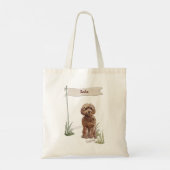 Eigen naam bruin cocao Pet Dog Tote Bag (Achterkant)